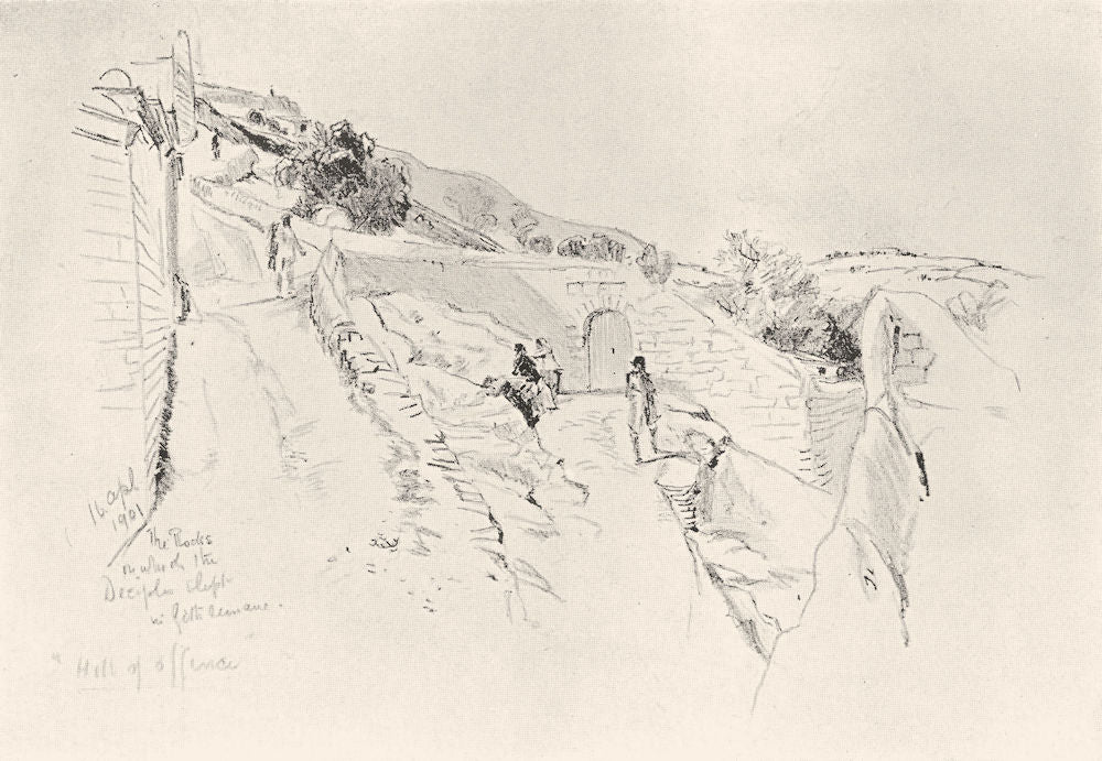 ISRAEL. Mount of Olives, disciples slept during Agony, garden 1902 old print